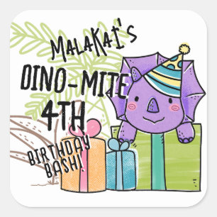 Dino-Mite Kind verjaardagsfeest dinosaurus Vierkante Sticker