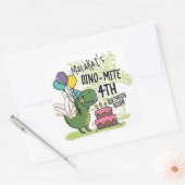 Dino-Mite Kind verjaardagsfeest dinosaurus Vierkante Sticker (Envelop)