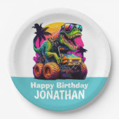 Dino-Mite MONSTER TRUCK Verjaardagsfeest Papieren Bordje (Voorkant)