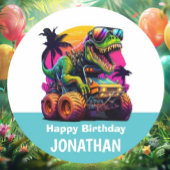 Dino-Mite MONSTER TRUCK Verjaardagsfeest Ronde Button 5,7 Cm