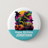 Dino-Mite MONSTER TRUCK Verjaardagsfeest Ronde Button 5,7 Cm (Voorkant)
