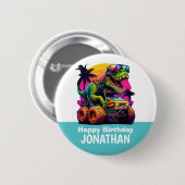 Dino-Mite MONSTER TRUCK Verjaardagsfeest Ronde Button 5,7 Cm (Voorkant /achterkant)