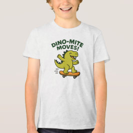 Dino-Mite Moves Cool Skateboardende Dinosaurus Tri-Blend Shirt