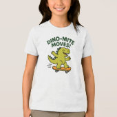 Dino-Mite Moves Cool Skateboarding Dinosaur Tri-Blend Shirt (Voorkant)