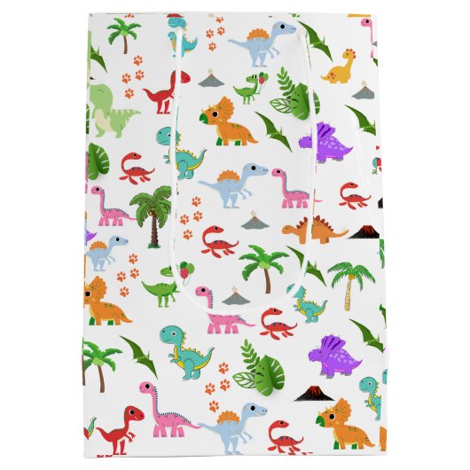 "Dino-mite Party: Jurassic Joy Unleashed! Medium Cadeauzakje (Achterkant)