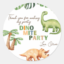 Dino-mite party kinderen verjaardag ronde sticker