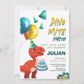 Dino Mite Party Tyrex Dinosaurus Verjaardag Kaart (Voorkant)