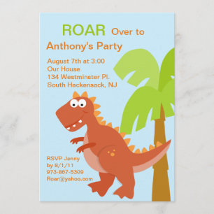 DINO-mite Red Dinosaur Kids Birthday Uitnodiging