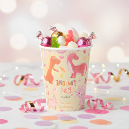 Dino-mite roze dino verjaardag partij papieren bekers