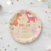 Dino-mite roze dino verjaardag partij papieren bordje