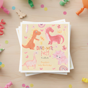 Dino-mite roze dino verjaardag partij servet