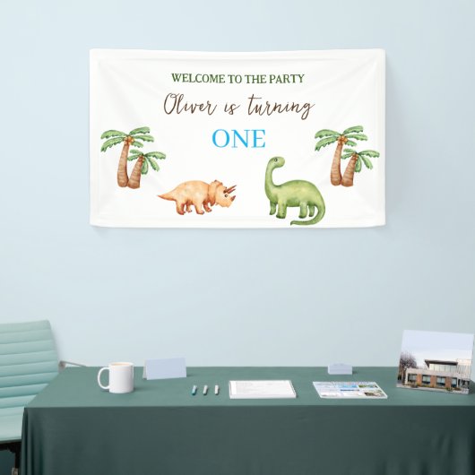 Dino-mite t-rex verjaardagsfeest spandoek (Beurs)