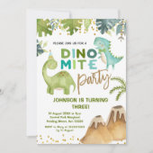 Dino-mite t-rex verjaardagsfeestje uitnodiging (Voorkant)