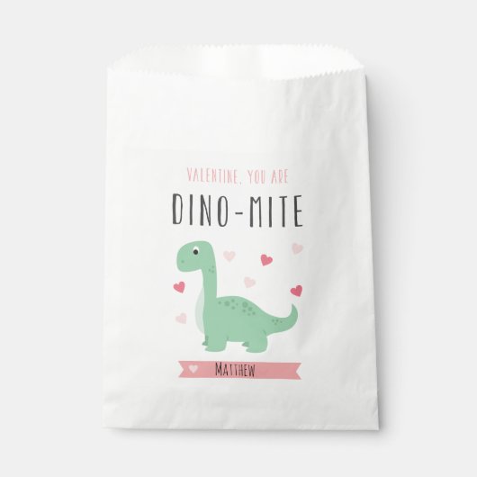 Dino-Mite Valentijnsdag Favor Bag Bedankzakje (Voorkant)
