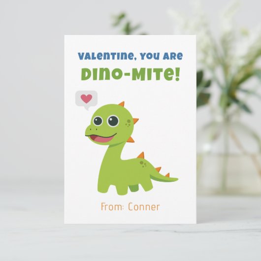 Dino-mite-Valentijnsdag Kaart (Staand voorkant)