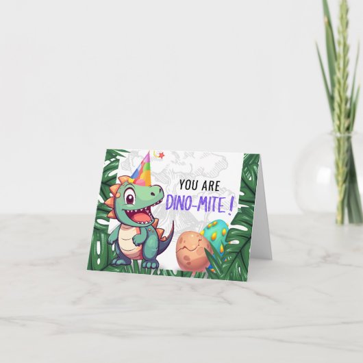 Dino-mite Verjaardag Bedankkaart (Voorkant)