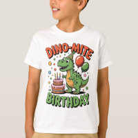 Dino-Mite Verjaardag Nostalgische Cartoon Stijl T-
