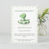 Dino-Mite Verjaardag Pool Party Uitnodiging (Staand voorkant)