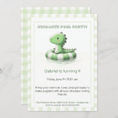 Dino-Mite Verjaardag Pool Party Uitnodiging (Voorkant / Achterkant)