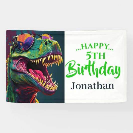 Dino-Mite verjaardag Spandoek (Horizontaal)