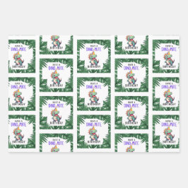 Dino-mite Verjaardag Verpakkingslakens Inpakpapier Vel