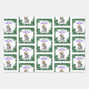 Dino-mite Verjaardag Verpakkingslakens Inpakpapier Vel