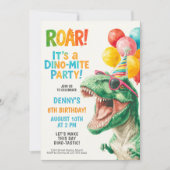Dino-Mite Verjaardagsfeest Ontwerp Kaart (Voorkant)
