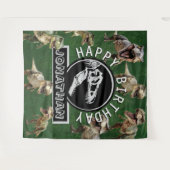 Dino-Mite verjaardagsfeestje achtergrond Wandkleed (Voorkant (horizontaal))