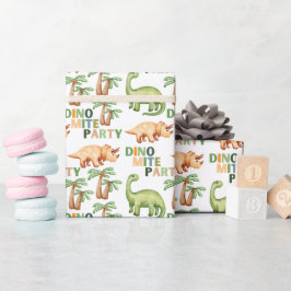 Dino-mite verjaardagsfeestje cadeaupapier