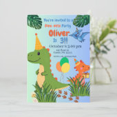 Dino-mite verjaardagsfeestje- Dinosaurs verjaardag Kaart (Staand voorkant)