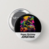 Dino-Mite verjaardagsfeestje Ronde Button 5,7 Cm (Voorkant /achterkant)