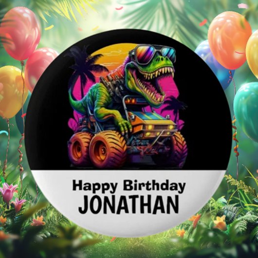 Dino-Mite verjaardagsfeestje Ronde Button 5,7 Cm