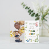 Dino-mite verjaardagsfoto briefkaart (Staand voorkant)