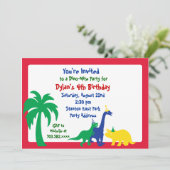 Dino-Mite Verjaardagsuitnodiging Kaart (Staand voorkant)