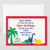 Dino-Mite Verjaardagsuitnodiging Kaart (Voorkant / Achterkant)