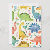 DINO-MITE Waterverf Dinosaur Kids Verjaardagsfeest Kaart (Achterkant)