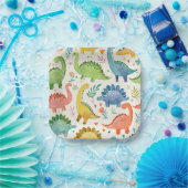 DINO-MITE Waterverf Dinosaurus Kinderen Verjaardag Papieren Bordje (Feest)