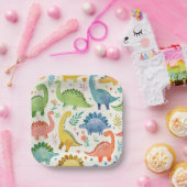 DINO-MITE Waterverf Dinosaurus Kinderen Verjaardag Papieren Bordje (Feest)