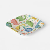 DINO-MITE Waterverf Dinosaurus Kinderen Verjaardag Papieren Bordje (Gebogen)