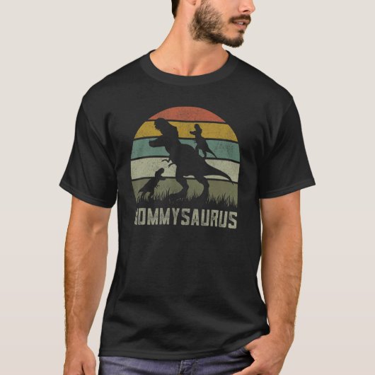 Dino Mommysaurus Trex mam Zoon Dochter Dinosaur 2 T-shirt (Voorkant)