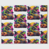 Dino Monster Truck Cadeaupapier (Vlak)
