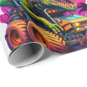 Dino Monster Truck Cadeaupapier (Rol Hoek)