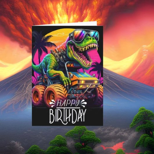 Dino Monster Truck Gelukkige Verjaardag Kaart