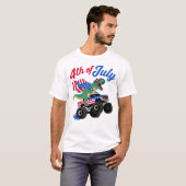 Dino Monster Truck Vierde juli T-shirt (Voorkant volledig)