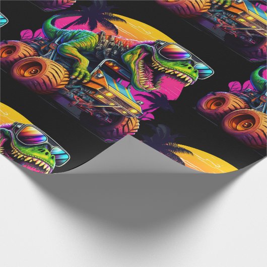 Dino Monster Trucks Cadeaupapier (Hoek)