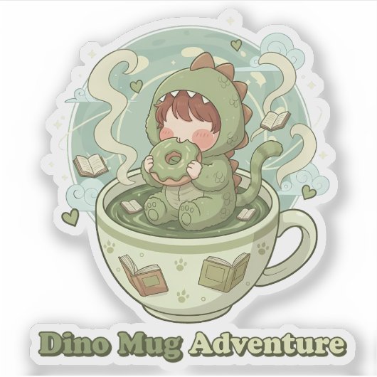 Dino Mug Adventure Sticker (Voorkant)