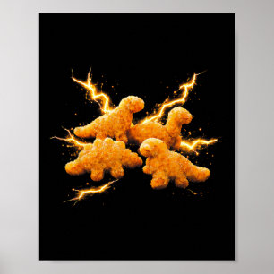Dino-nuggetkussen Dinosauruskipnuggetliefhebber Poster
