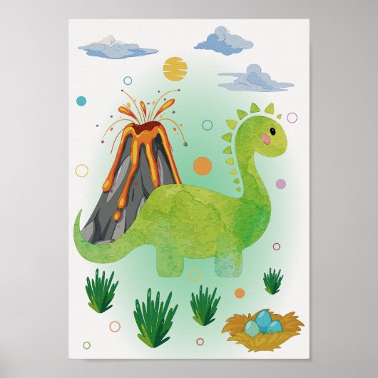 Dino Nursery Print Dinosaur Kinder Room Poster (Voorkant)