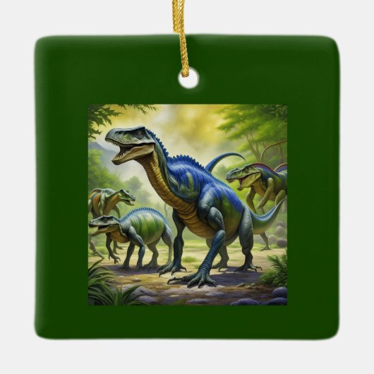 Dino Oerwoud Adventure Sierkussen Keramisch Ornament (Voorkant)