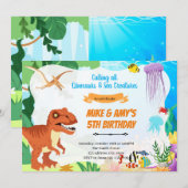 Dino onder de zee gezamenlijk feest kaart (Voorkant / Achterkant)